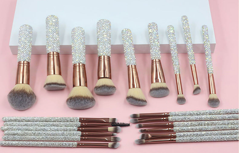Foreign Trade New22Makeup Brush Set18Makeup Brush with Rhinestones Beauty Tool Contour Brush with Rhinestones