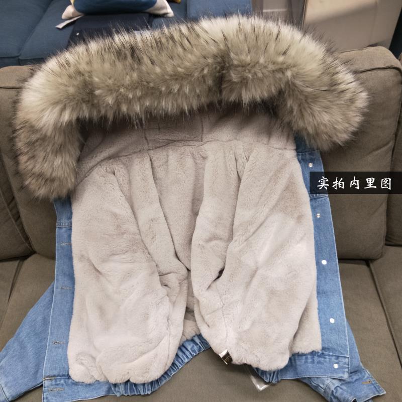 In-stock Short Cotton Jacket2025Winter Fleece-Lined New Cotton Jacket Loose Korean Style Denim Fur Collar Thickened Coat for Women