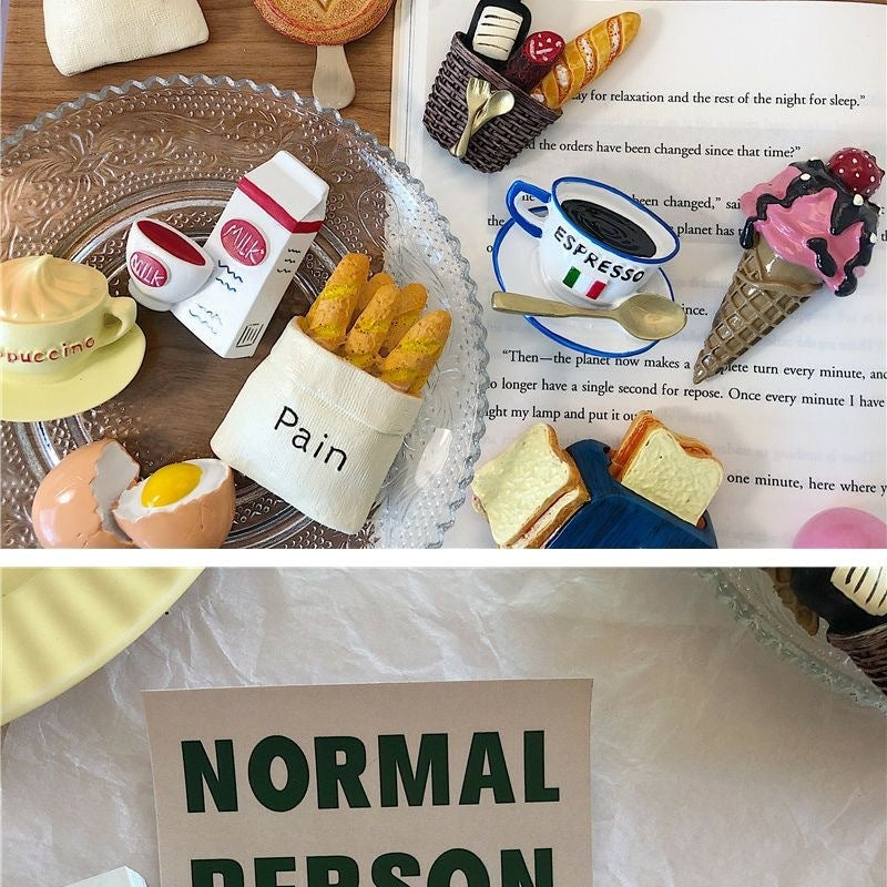 *Beautiful Little Aunt* Refrigerator Magnet 3D Creative Magnetic Sticker Simulation Food Bread Message Sticker Magnetic
