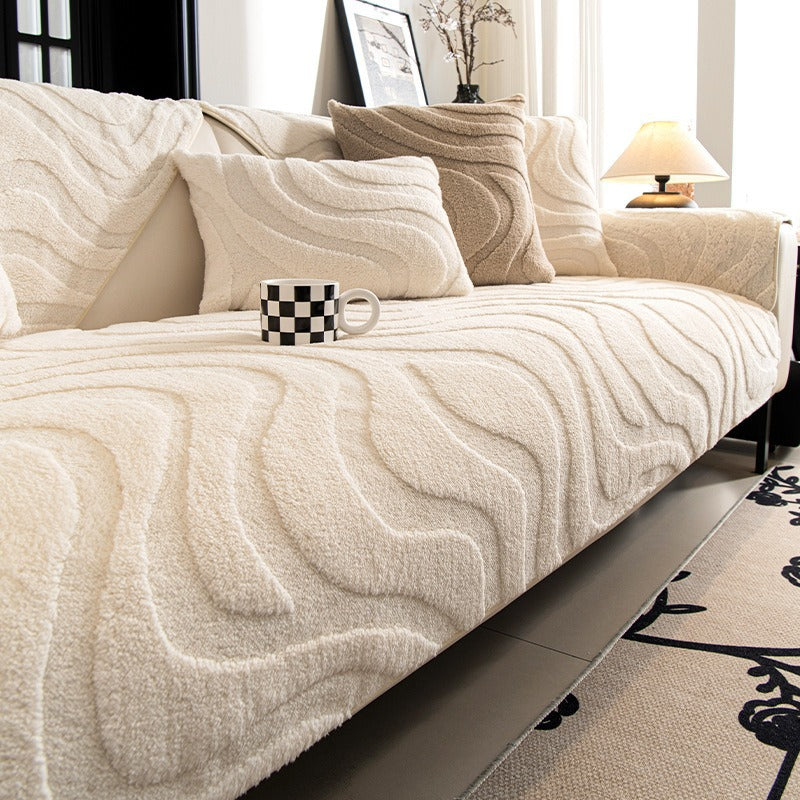 cream-style autumn and winter plush sofa Non-Slip Sofa Cover