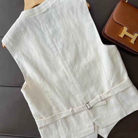 2025Summer New Korean Fashion Design Sense Elegant Suit Vest+Wide Leg Pants Two-Piece Set ins Fashion