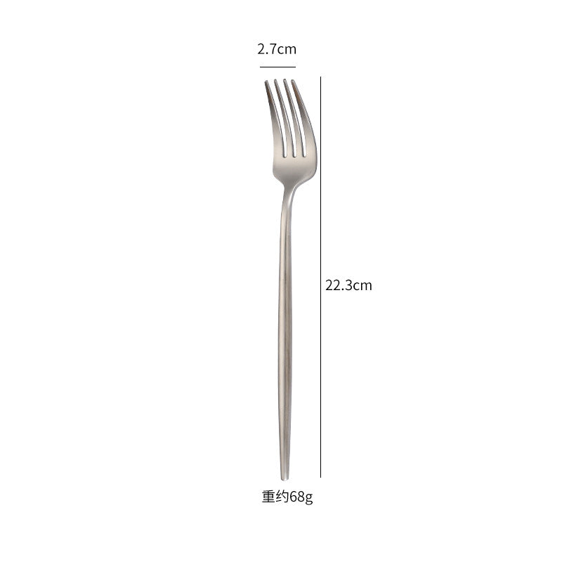 Cross-Border304Stainless Steel Portuguese Cutlery Set Knife Fork Spoon Round Handle Thick Western Cutlery Nordic Hotel Steak Knife
