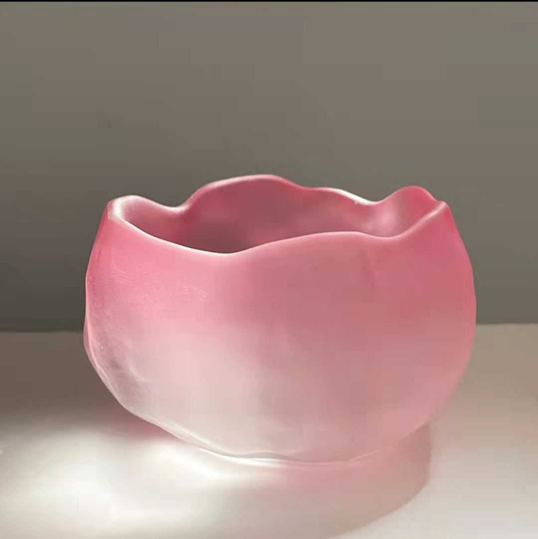 2024National Trend Pink Women's Frosted Glass Tea Set with Gaiwan, Gongdao Cup, Tea Cup, and Tasting Cup Complete Set