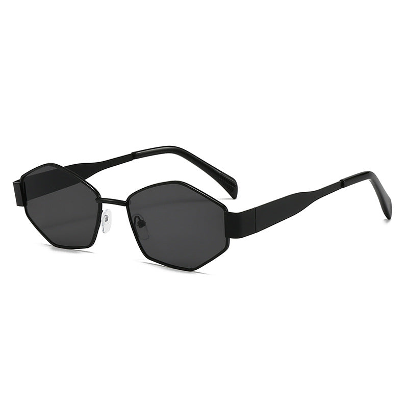Cross-Border New Diamond-Shaped Glasses Arc de Triomphe Fashion Internet Celebrity Sunglasses Metal Small Frame Polygonal Sunshade Sunglasses