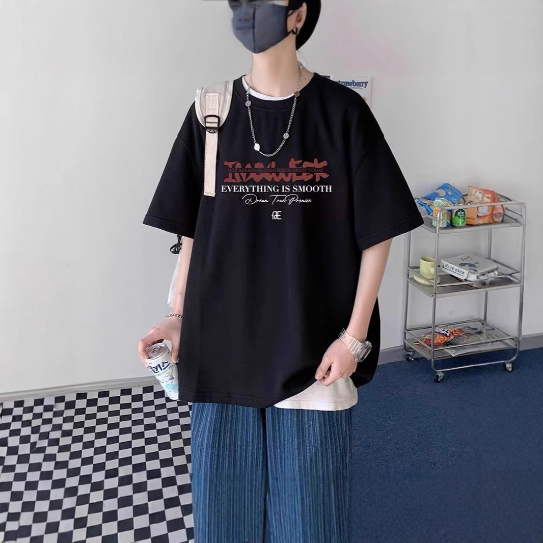 American Cotton Short Sleeve t Men's Summer T-shirt2025Youth Trendy Brand oversize Men's Half Sleeve Top