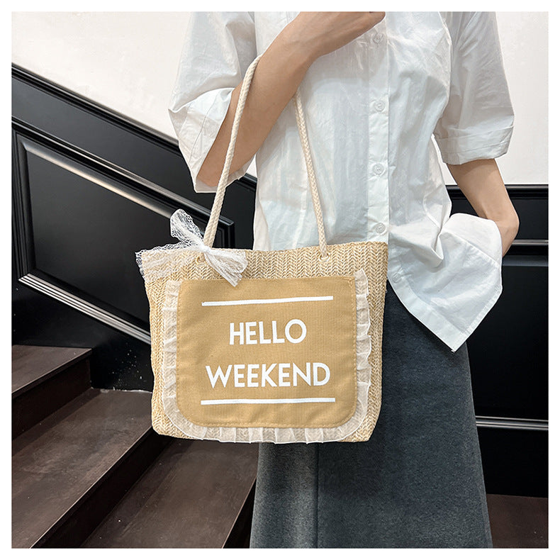 2025Large Capacity Elegant Korean Style Bag for Women Linen Canvas Bag Fashionable Eco-friendly Shopping Bag Single Shoulder Casual Handbag