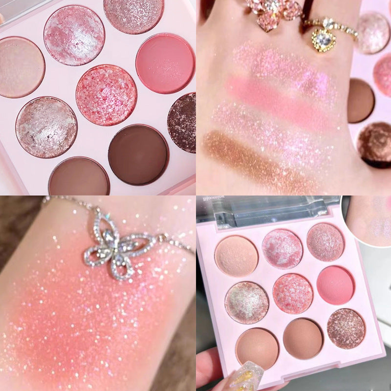 Capel Ice Cream Nine-Color Eyeshadow Palette Pearlescent Matte Rose Palette Under-eye Blush Oat Milk Tea Earth Pure Desire