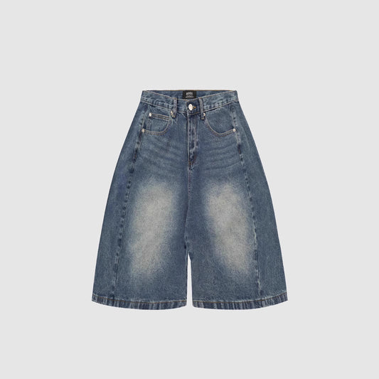 Lightweight2025Summer New Wide-Leg Jeans American Retro Mid-Length Shorts Loose Fit Half Pants