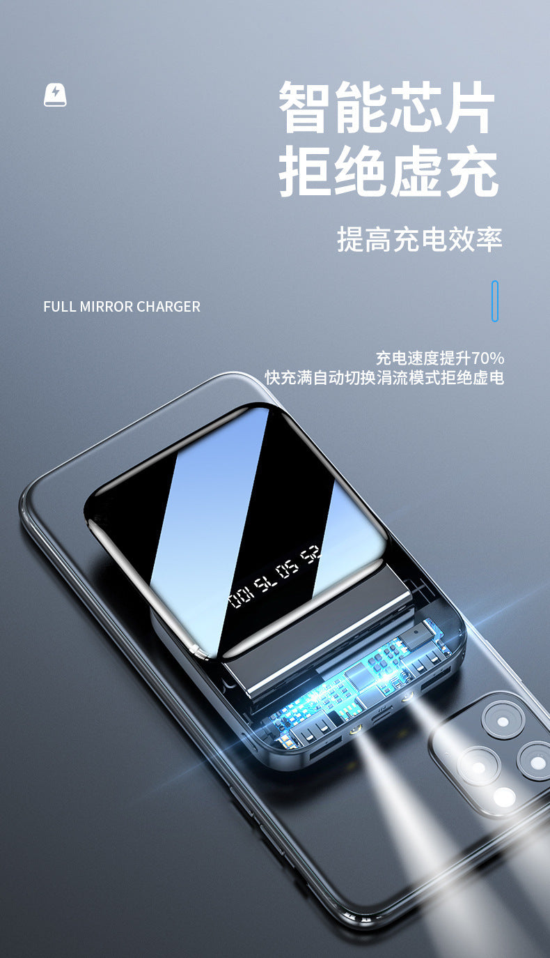 3C Certified Cross-Border Mirror Mini Power Bank20000mAh Portable Power Bank Gift Printing logo