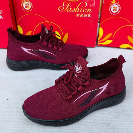 Spring Summer Women's Cloth Shoes Single Layer Fly Weave Slip-On Polyurethane Sole Breathable Flat Casual Women's Shoes