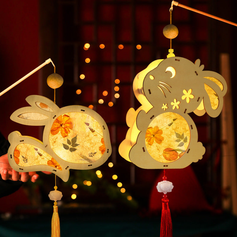 Mid-Autumn Festival Lantern Handheld Lantern for Children diy Handmade Material Kit Rabbit2025New Parent-Child Handmade Handbag