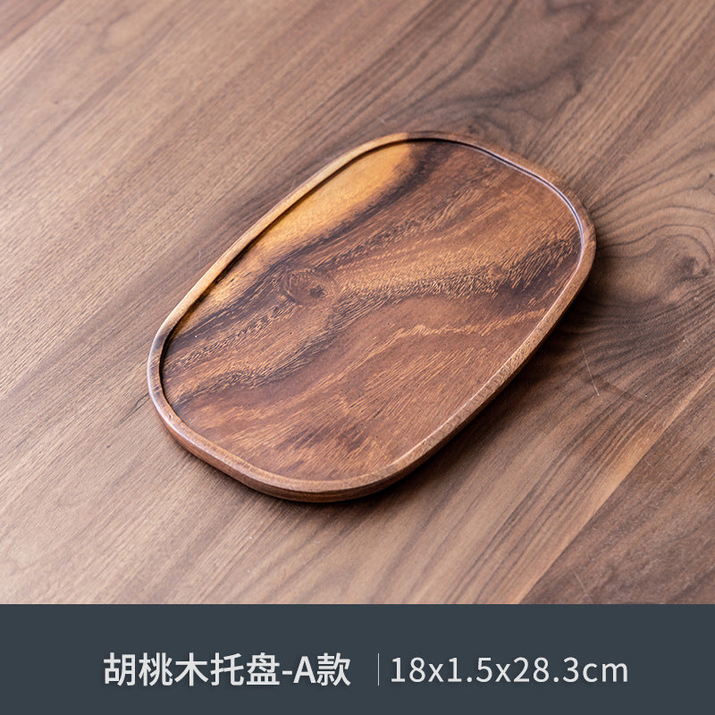 Walnut Tea Tray Minimalist Dry Tea Tray Cup Storage Tray Chinese Style Candy Dessert Fruit Tray Tea Room Tea House Wholesale