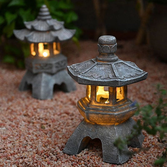 Chinese Antique Style Palace Lantern Solar Outdoor Courtyard Decoration Ornament Garden Villa Balcony Floor Landscape Lamp