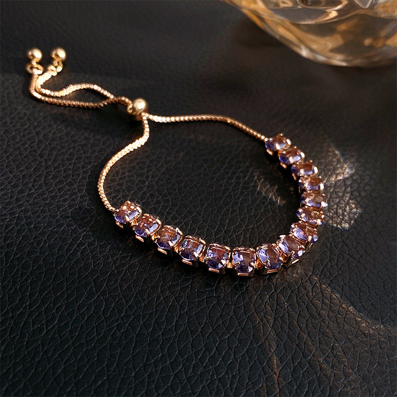 Xiaohongshu Same Style Hot-Selling Zircon Bracelet Light Luxury Niche Exquisite High-End Feel Adjustable Pull Jewelry for Women