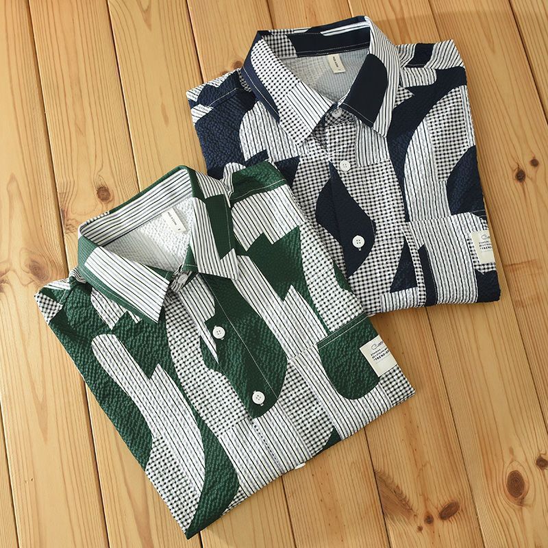 Summer Fashion Personality Print Casual Short Sleeve Shirt Men Japanese Trend Breathable Thin Large Size Shirt Jacket