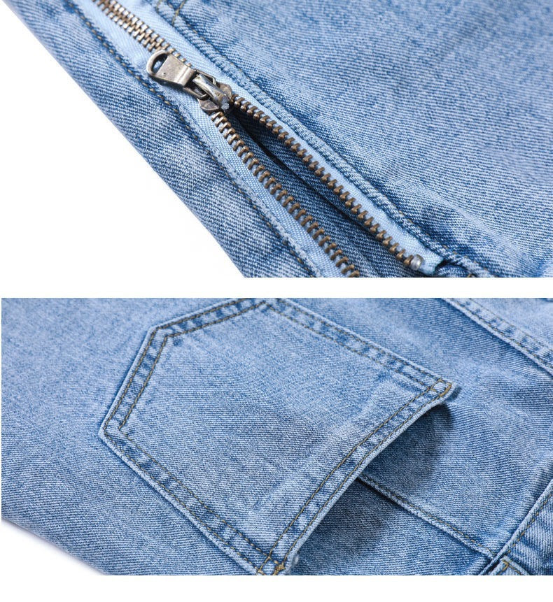 Side Zipper High Waist Denim Shorts Women Summer Loose Fit2025New Year's Slimming Letter Print Wide-Leg Hot Pants Trend