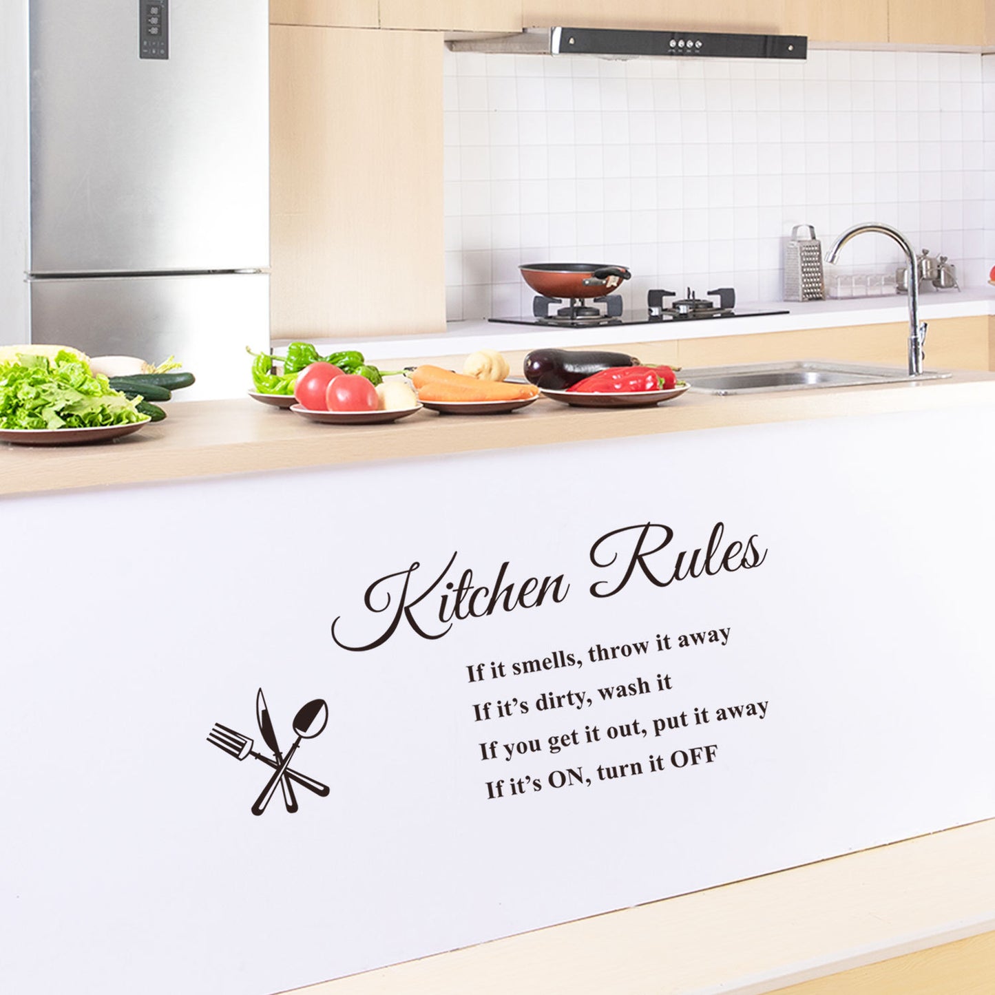 kitchen rules Kitchen Rules Personalized Wall Stickers Removable Kitchen Proverbs Wall Decals PH2358