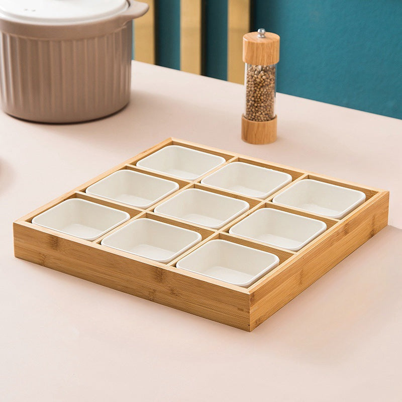 New Style Tea Brewing Tray with Four, Six, and Nine Grids for Fruit and Snacks, Bamboo Wooden Tray for Dried Fruits