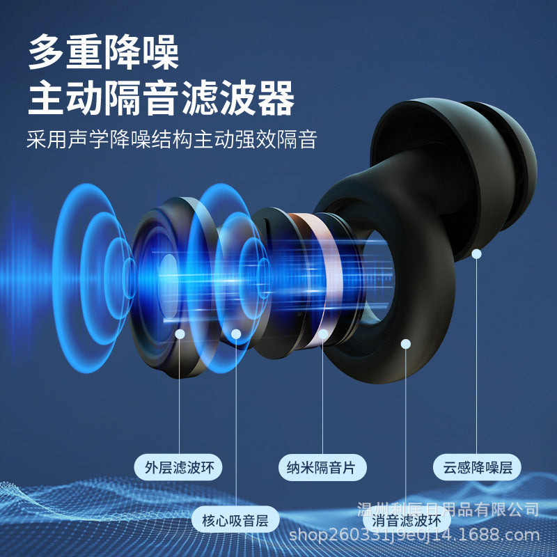 New Product Filter Silicone Noise Reduction Soundproof Earplugs Adult Student Immersive Self-study Sleep Anti-noise Mute Artifact