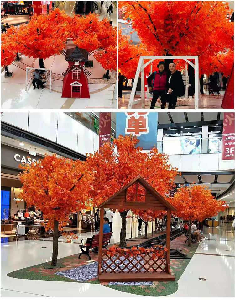 Artificial Red Maple Tree Maple Leaf Tree Indoor and Outdoor Decoration Maple Leaf Fake Tree Square Exhibition Hall Park Hotel Scene Layout Tree