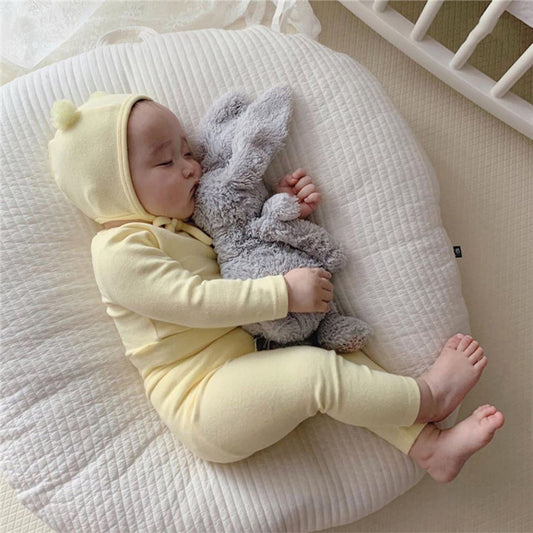 Baby Romper Spring and Autumn a High-Waist Belly Protection Pants Set Baby Spring and Autumn Triangle Romper Bodysuit Jumpsuit