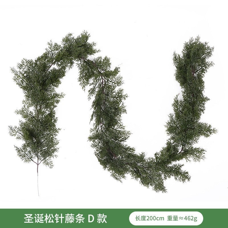 Artificial Pine and Cypress Wreath PE Encrypted Christmas Vine Artificial Christmas Tree Vine Leaves Pine Needles Door Hanging Christmas Decorations