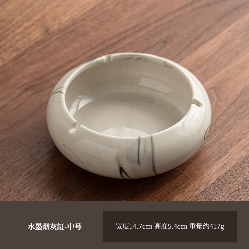 Large Ashtray Creative Personality Ceramic Ashtray Home Retro Chinese Style Living Room Light Luxury Office Trendy Ashtray