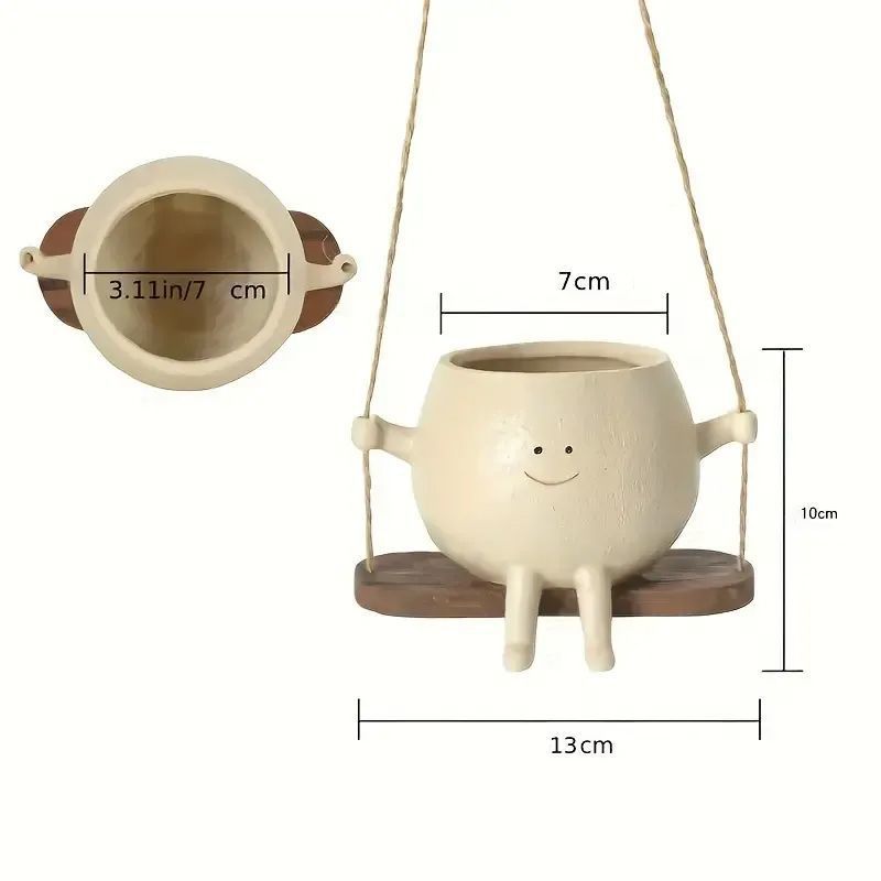 Succulent Flower Pot Cute Smiling Face Swing Flower Pot Personalized Decoration Creative Hanging Hydroponic Flower Pot Balcony Decoration