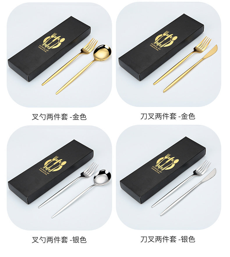 Portuguese Cutlery Stainless Steel Knife and Fork Two-Piece Set Western Steak Knife Fork Spoon Cutlery Gift Box Set Customizable LO