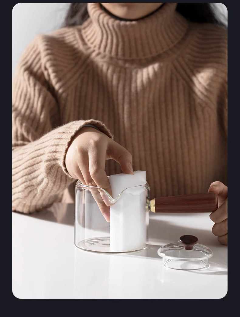 High Temperature Resistant Glass Filter Teapot Health Pot Side Wooden Handle Anti-scalding Teapot Tea Maker Flower Teapot Tea Set