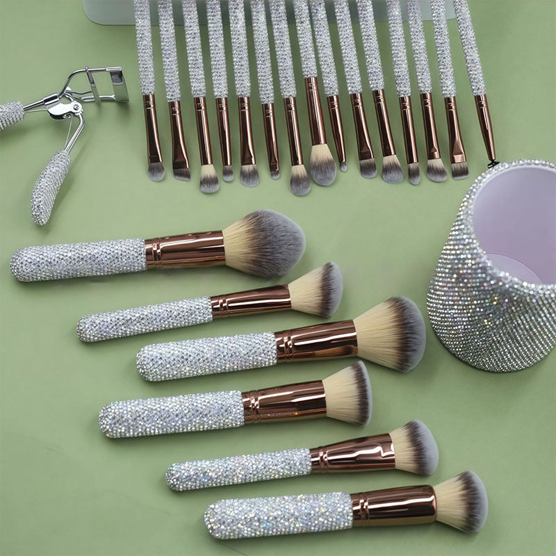 Foreign Trade New22Makeup Brush Set18Makeup Brush with Rhinestones Beauty Tool Contour Brush with Rhinestones