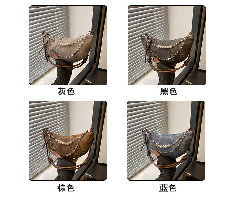 French Niche Ox Horn Bag for Women Shoulder Bag2025New Fashion Dumpling Bag Versatile Simple Crossbody Bag Export
