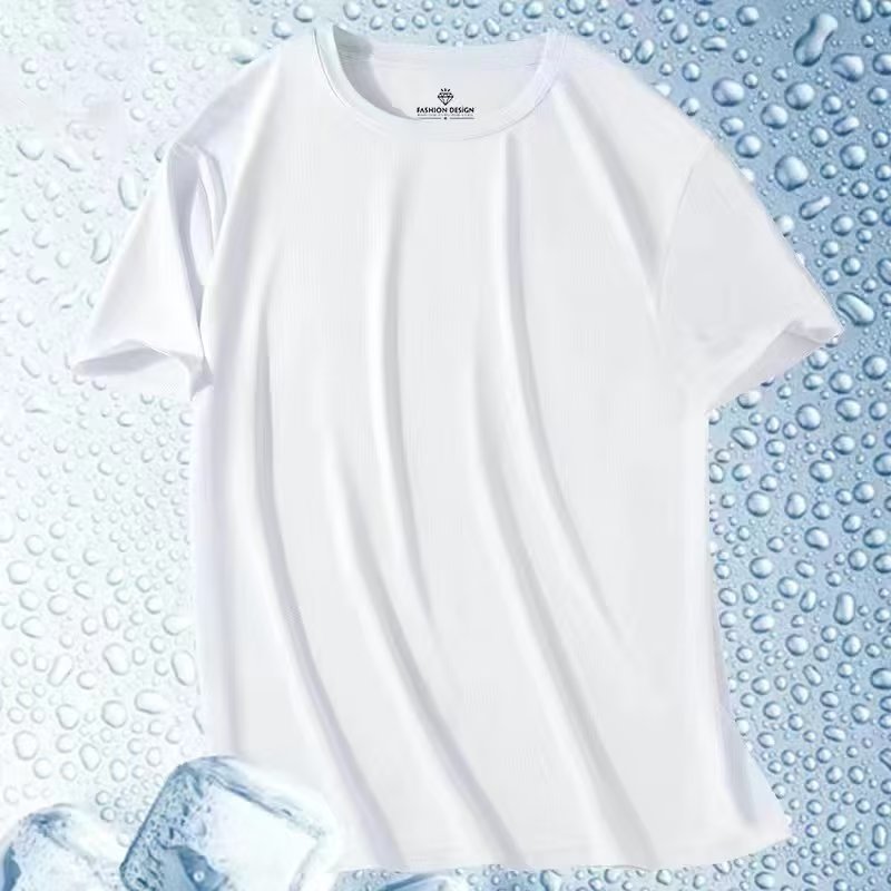 Summer Thin Ice Silk Mesh Quick-Drying Short Sleeves t Men's Korean Style Versatile Casual Outdoor Sports Top Base Shirt