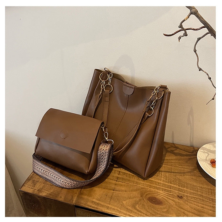 Women's two-piece large capacity bag set2024New Fashion Commuting Handbag Simple Casual Shoulder Tote Bag for Women