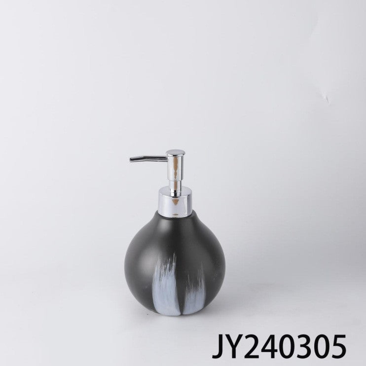 Modern Ceramic Bathroom Set Four-Piece Set Bathroom Lotion Bottle Press Hand Sanitizer Bottle Mouthwash Cup Toothbrush Holder Soap Dish