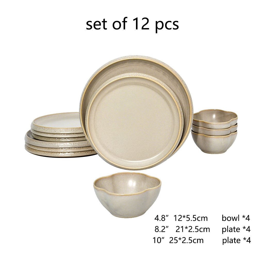 ceramic black plates bowl dinnerware Set of 4 set of 16Set