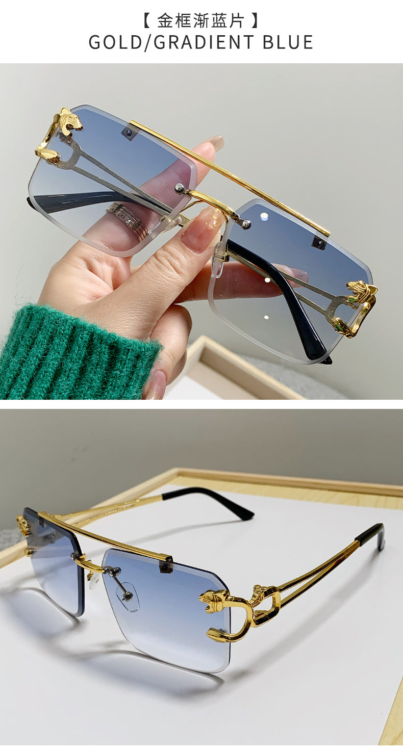 European and American Cross-Border Hot-Selling Double-Beam Edge-Cut Sunglasses for Men Wholesale Trendy Personality Sunglasses for Women sunglasses