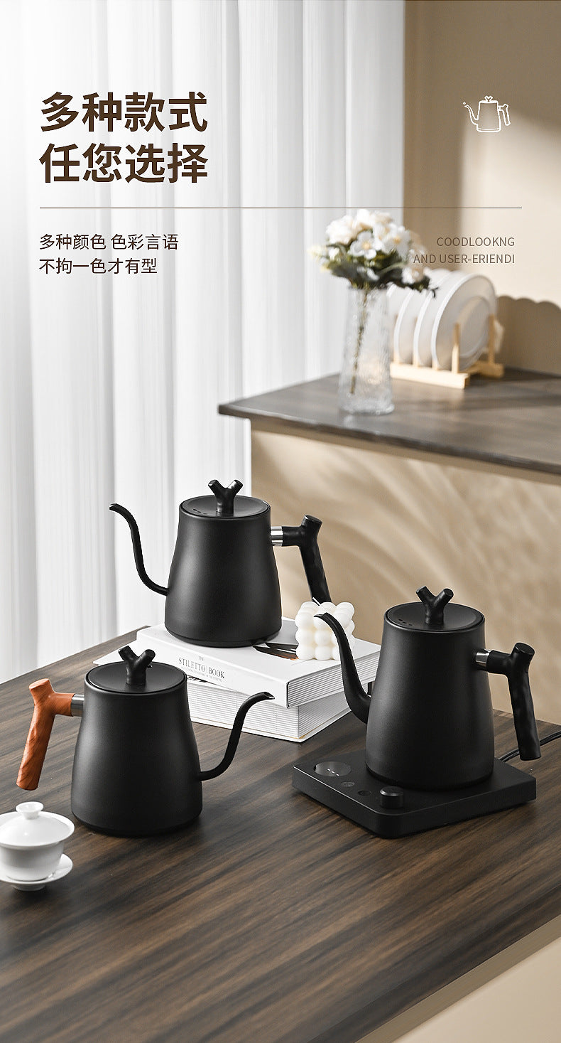 Electric Kettle Cross-Border Knob Temperature Control Narrow Spout Long Spout Pour Over Coffee Pot Stainless Steel Kettle Electric Kettle