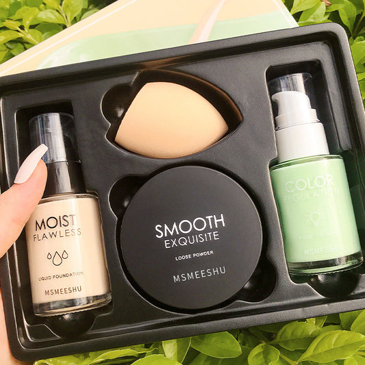 Honey Bundle Like New Beauty Base Makeup Four-Piece Set Foundation Liquid Primer BB Cream Makeup Primer Loose Powder Four-piece Set