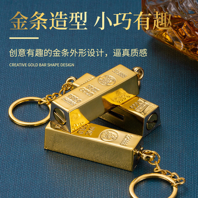 10,000 Matches Lighter Kerosene Outdoor Portable Keychain Gold Bar Shape Cigarette Lighter Men's Gift