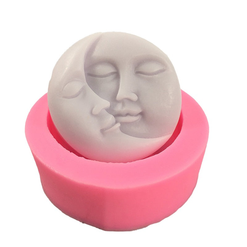 Artistic Abstract Human Face Scented Candle Silicone Mold DIY Moon Sun Face Portrait Plaster Handmade Soap Candle Mold