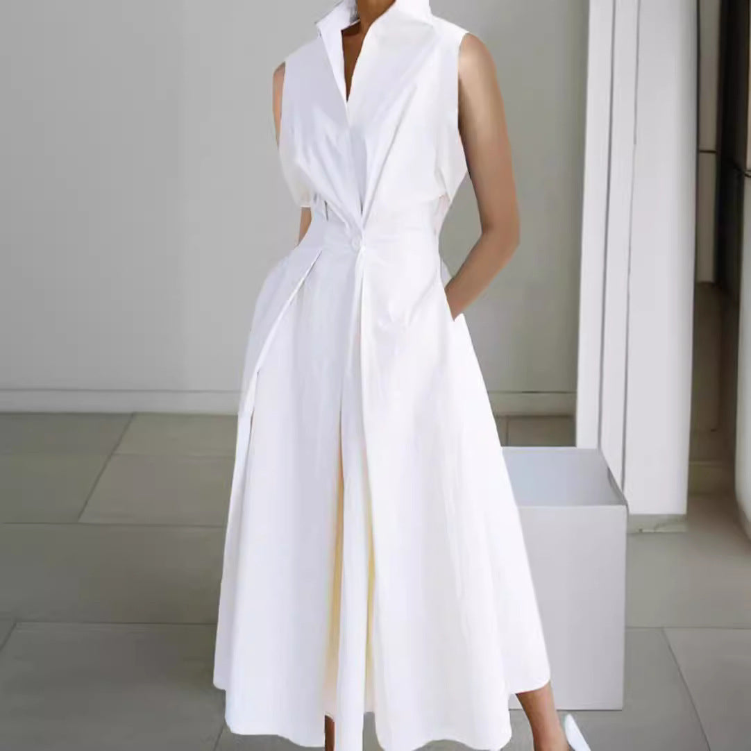 Cross-border New Style Foreign Trade Medieval Retro Plus Size Fashion POLO Loose Collar Wide Hem Women's Dress Wholesale