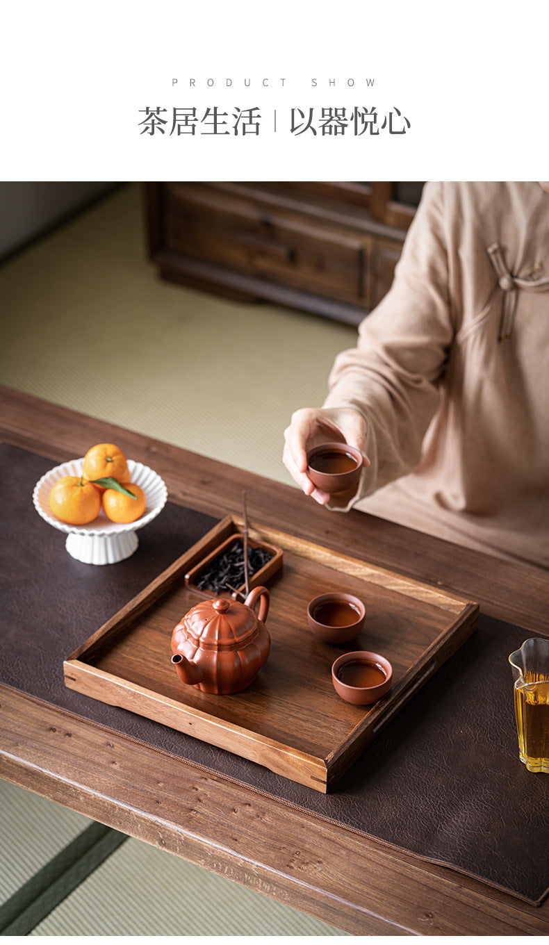Walnut Tea Tray Minimalist Dry Tea Tray Cup Storage Tray Chinese Style Candy Dessert Fruit Tray Tea Room Tea House Wholesale