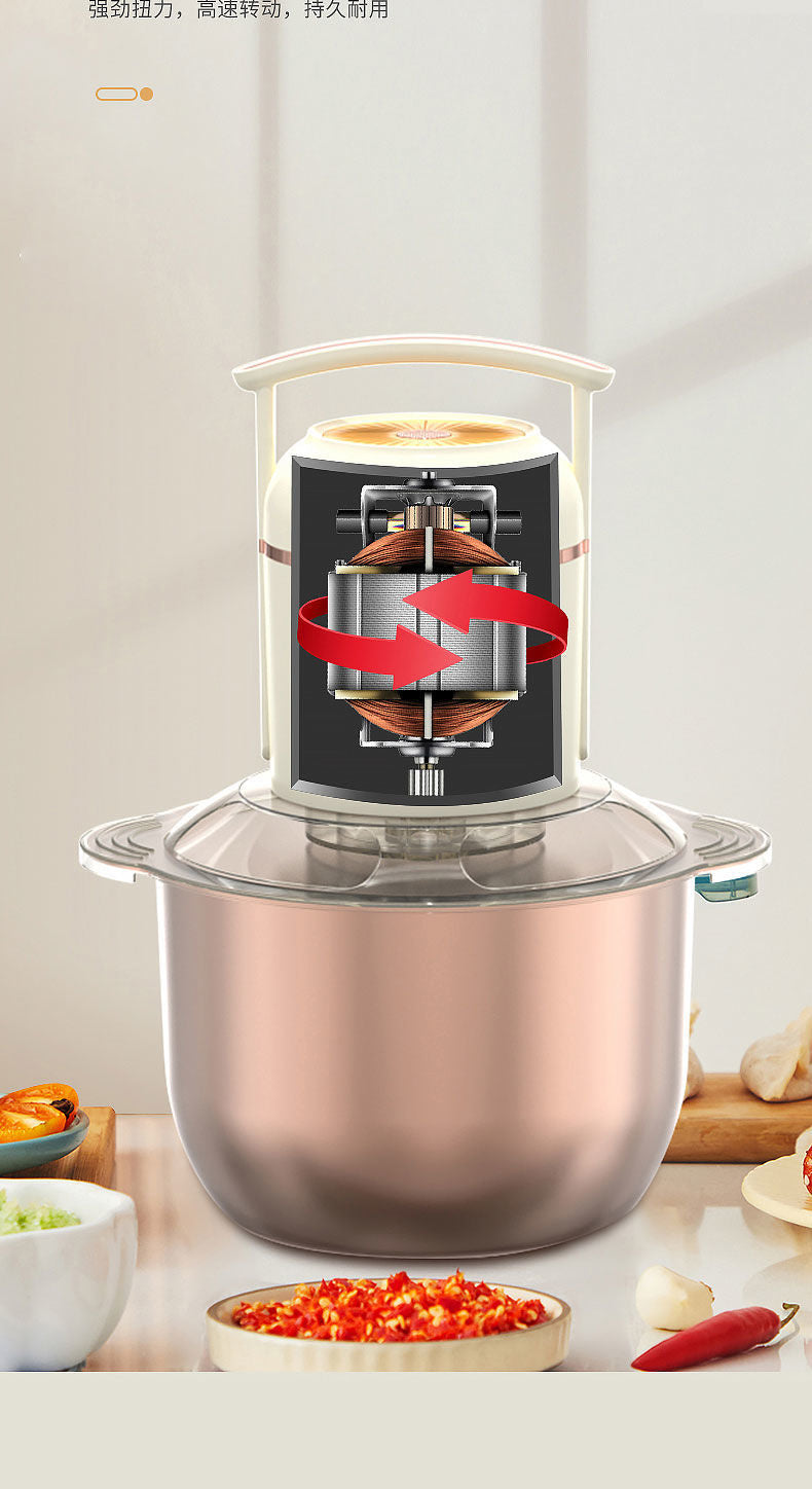 Meat Grinder Household Mixer Meat Mincer Stainless Steel Multifunctional Electric Food Processor Garlic Mincer Vegetable Chopper Cross-Border