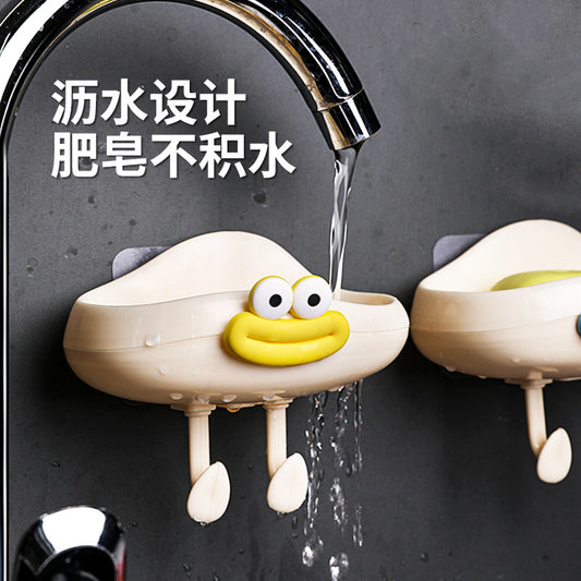 Cream Cloud Soap Holder Home Wall-Mounted No-Drill Soap Box Bathroom Draining Cream White Cloud Soap Holder