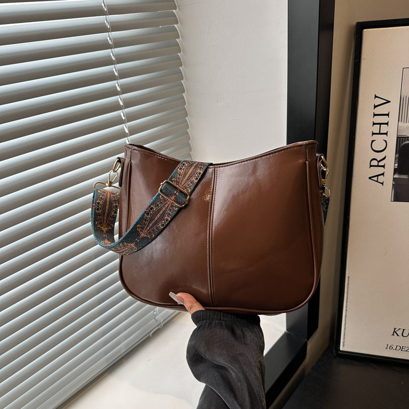 2025Summer New Women's Bag Simple Fashion Single Shoulder Bag European and American Trendy Women's Crossbody Bag Commuter Tote Bag