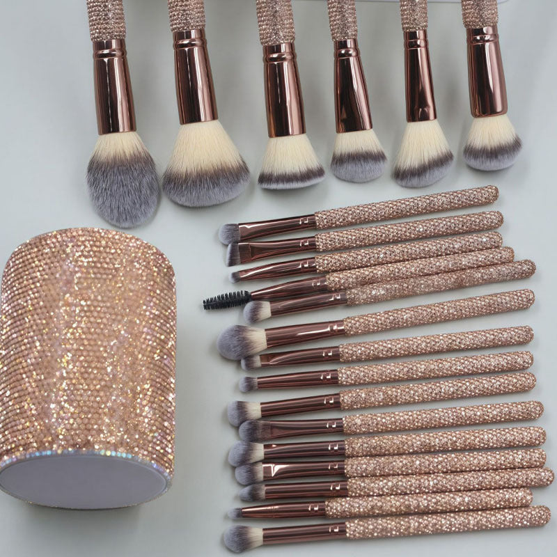 Foreign Trade New22Makeup Brush Set18Makeup Brush with Rhinestones Beauty Tool Contour Brush with Rhinestones