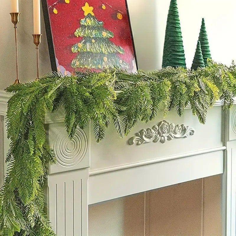 Artificial Pine and Cypress Wreath PE Encrypted Christmas Vine Artificial Christmas Tree Vine Leaves Pine Needles Door Hanging Christmas Decorations