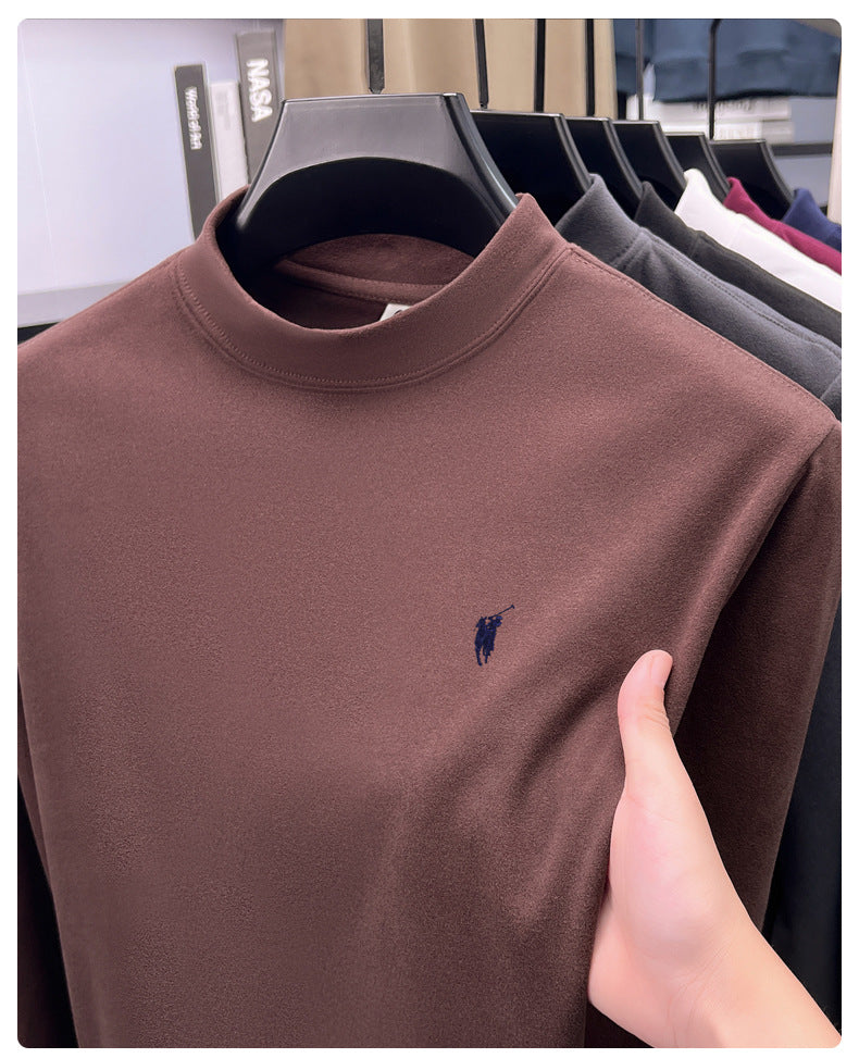 Cross-border foreign trade high-end pony embroidery men's long sleeve t Half Turtleneck Thermal Base Layer Shirt for Men Inner Wear