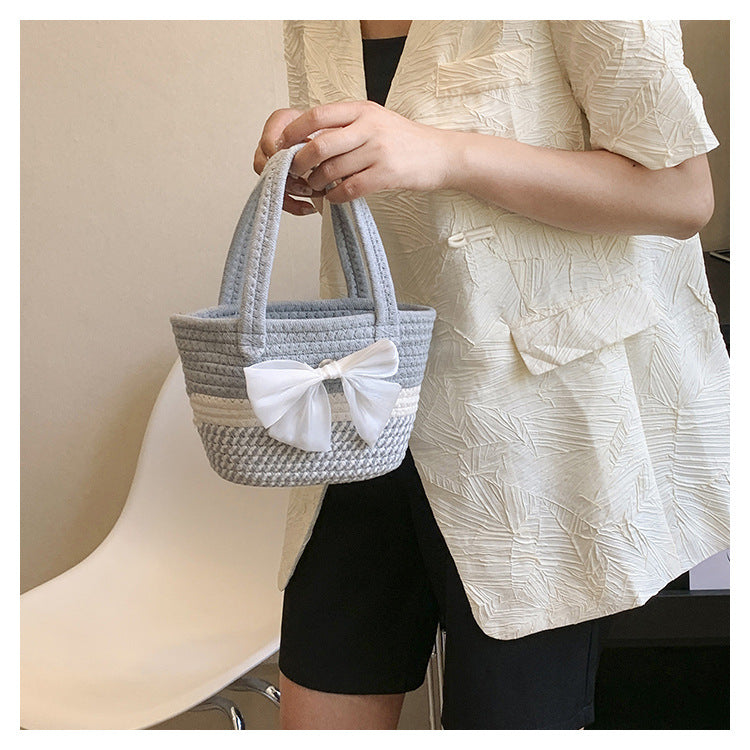 Hand-Woven Bag Women2025New Ethnic Style Straw Bag Forest Style Beach Large Capacity Basket Bag
